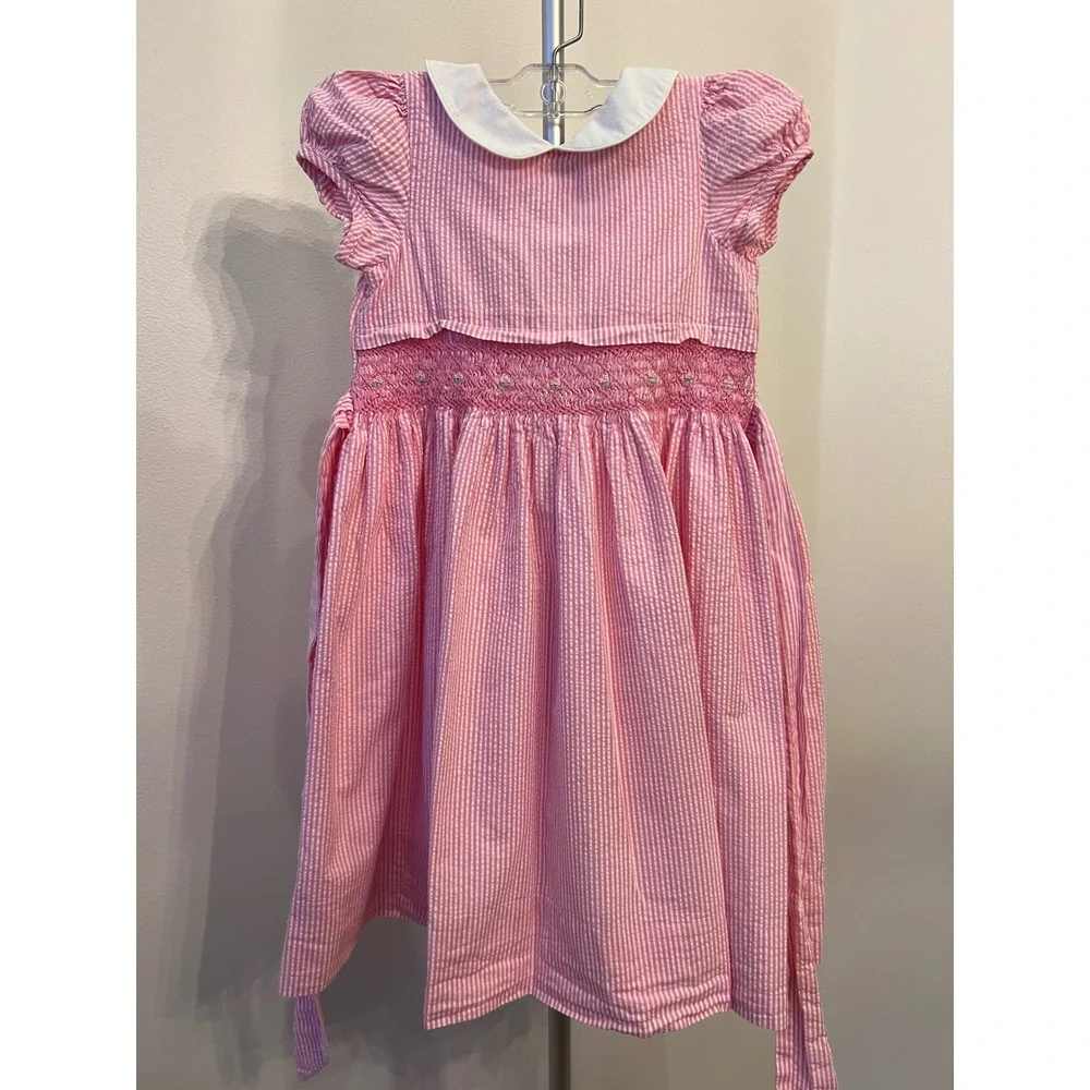 Girls pink Ralph Lauren Seersucker dress size 6